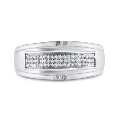 0.17 Ctw Natural Diamond Micro Pave Band Ring 925 Sterling Silver