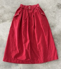 Vintage Ralph Lauren High Waisted Cotton Twill Midi Skirt Red Pockets Prairie