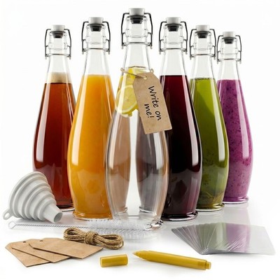 Nevlers 33 Oz. Airtight Glass Swing Top Bottles - Teardrop Shape (Pack of 6)