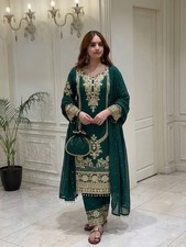 Designer Georgette Teal Green Salwar Kameez With Dupatta For Traditional Wear