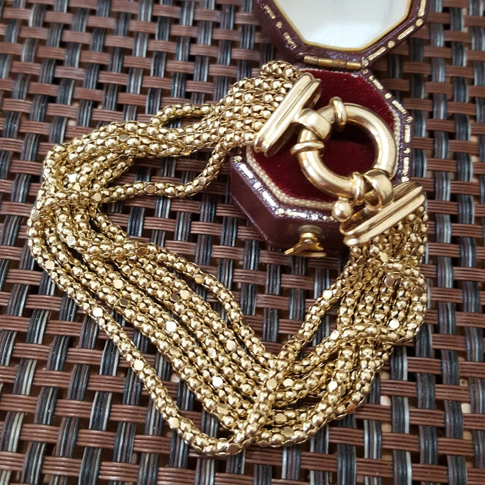 Qvc 925 Sterling Silver Bracelet, Gold Plated, Multistrand Chains Bracelet, 7.5" - Image 2 of 4