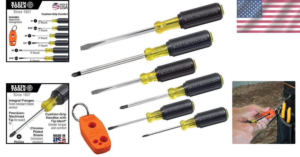 Screwdriver Set Chrome-Plated Tips Magnetizer Demagnetizer Home Auto Repair - Image 2 of 4