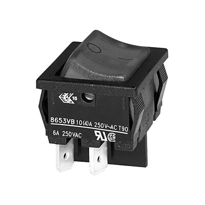 Bulgin Ltd. Wippenschalter 8653 2x0-E schwarz I-O 22x19mm 250VAC 10A 25A Fläche