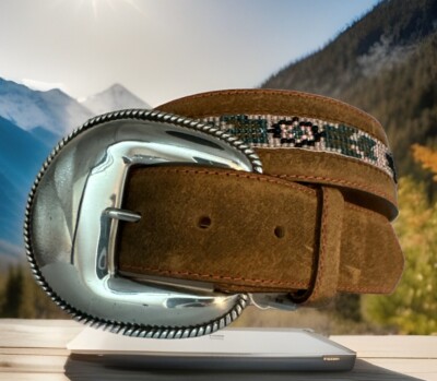 Tony Lama NAVAJO SILVER Leather Belt Size 30 C50935 List $73  display picture 1