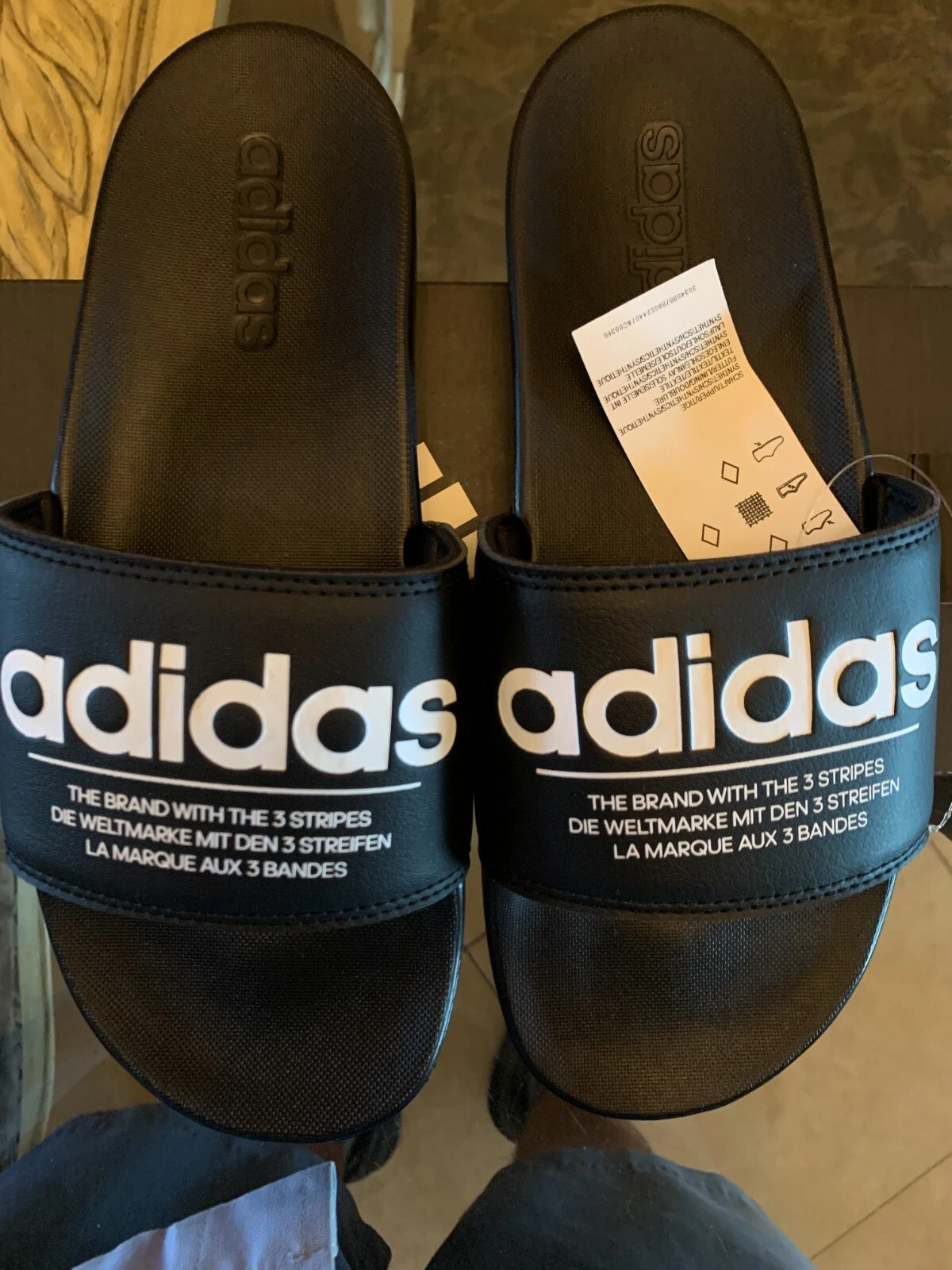 Adidas Adilette Comfort Cushioned Black Slides Sandals FX4293 Men's Size 8