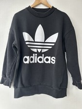 NWOT Adidas Sweatshirt Black Logo Adicolor Trefoil Crew Neck Pullover Sz S