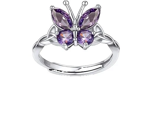 Chapado en Plata Amatista Anillos de Moda