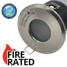 Fire Rated Recessed Spotlight Fixture IP65 GU10 LED Ceiling Downlight Satin Down