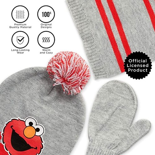 Sesame Street Toddler Boys Elmo Cold Weather Set - Hat, Mittens, Gaiter Age 2-4 - Picture 5 of 8