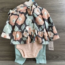 Baby Girl Carter's 3-Piece Floral Jacket, Bodysuit  Pants Set 6 Months NWT
