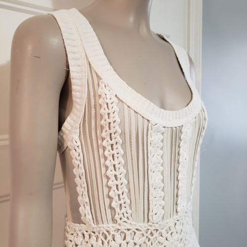 Cynthia Steffe Crochet Midi Dress Ivory Sleeveless Boho Womens S 4-6 Knit - Bild 3 von 11