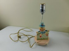 Vintage 1950's Humpty Dumpty Baby's Nursery Bedroom Wooden Lamp Night Light VGC
