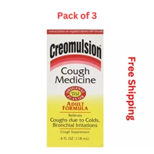 3 Pack-Creomulsion Cough Medicine Adult Formula Original Flavor Cough Suppressa