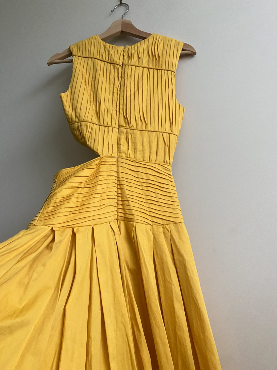 Aje Dress Aje Cascade Cut Out Dress Yellow MIDI Dress Size 4 Rrp$595 | eBay  Australia