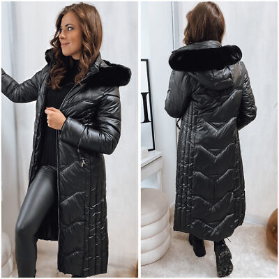 Damen Lang Steppjacke Wintermantel Winterjacke Wärmejacke Mit Fellkapuze  DSTREET