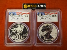 2013 W Reverse Proof & Enhanced Silver Eagle Pcgs Pr70 Ms70 Fs Edmund Moy Signed