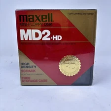 NEW Maxell MD2-HD Double Sided Double Density 5.25" Mini Floppy Disk 20-Pack