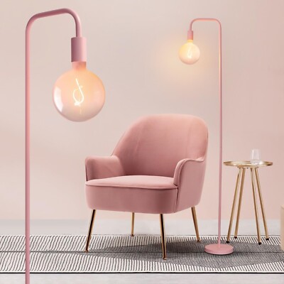 ONEWISH Pink Floor Lamp for Bedroom, Cute Standing Lamp with LED Bulb, Transl...