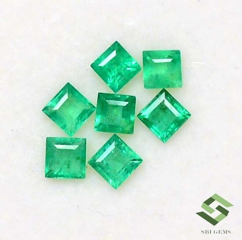 3.50 mm Natural Emerald Square Cut Lot 07 Pieces 1.44 CTS Calibrated Loose Gems - Picture 8 of 11