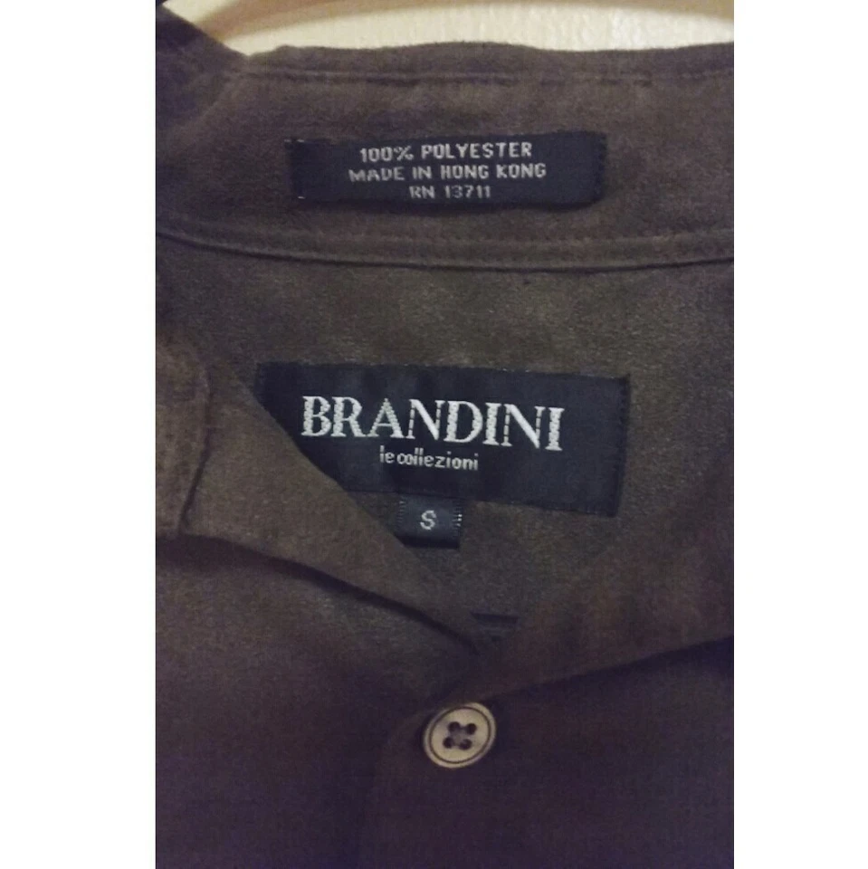 Camisa de vestir para hombre pequeña vintage años 60/70 Buttondown informal manga larga marrón discoteca Foto 3 de 4