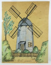 Painting of Old Mill Easthampton by P. Lortie 1971