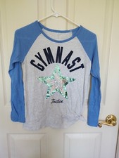 Girl's Justice Active Gymnast Long Sleeve Flip Sequins Shirt Size 14