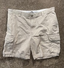 Lands End Flat Front Cargo Shorts Mens Size 40 Brown Khaki Cotton Flap Pockets