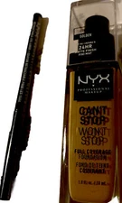 NYX Professional Can't Stop Won't Stop Foundation  Golden CSWSF11 + Eyeliner