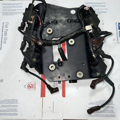 02 Mercury M2 240 Hp EFI V6 Jet Boat Engine ignition coil+mount bracket+wiring