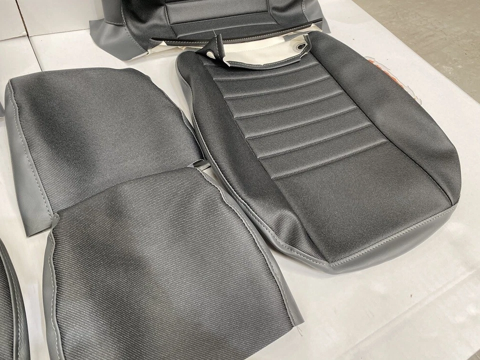 Комплект виниловых накладок из джинсовой ткани саржи серый подходит для передних сидений Land Rover Defender TD5 - Изображение 3 из 4