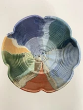 Art Studio Pottery Ceramics~Multi-Color Glazed Bowl~Handcrafted Signed