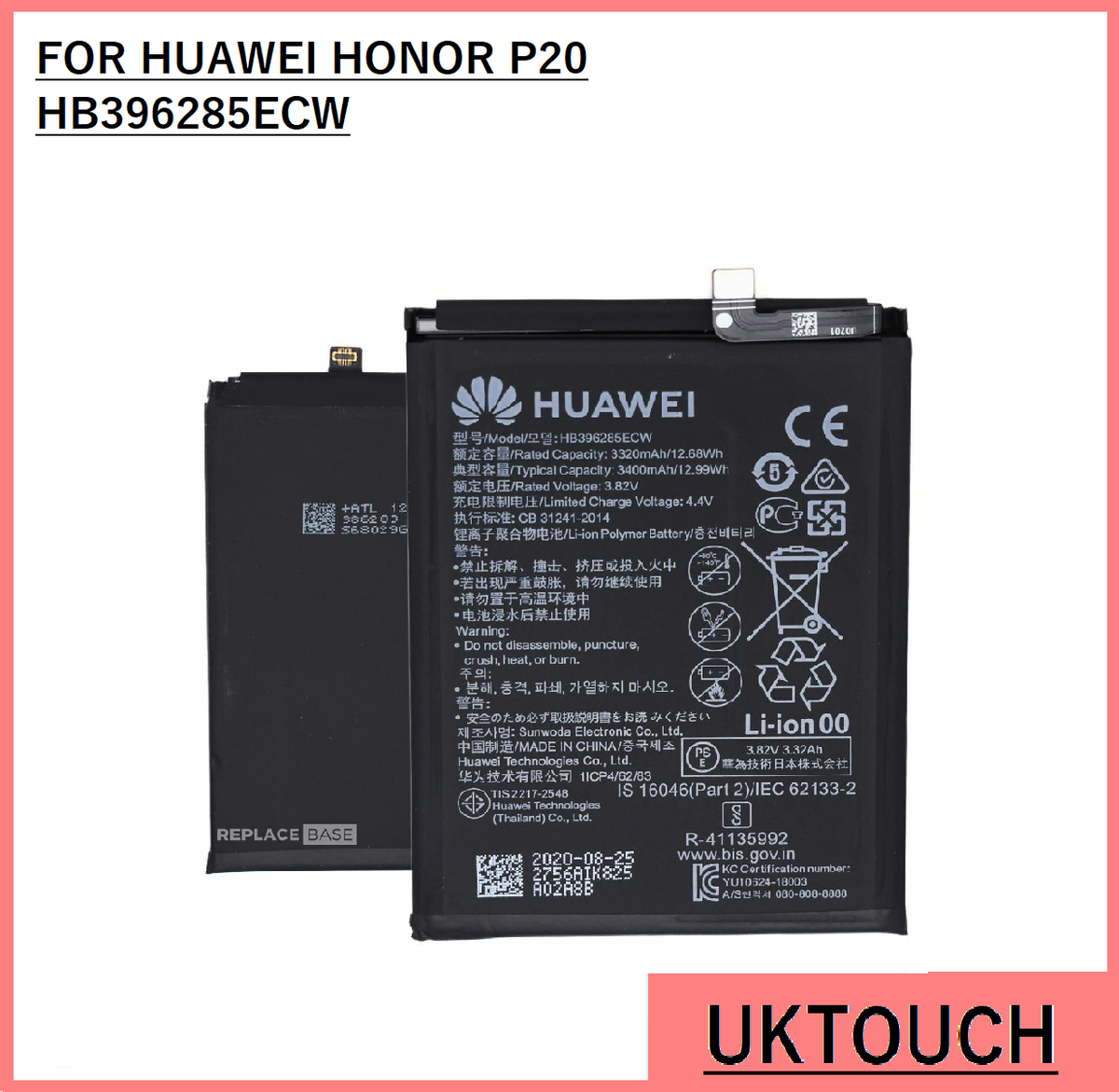 New Huawei P20 Battery 3400mAh EML-L09 Honor 10 COL-L29