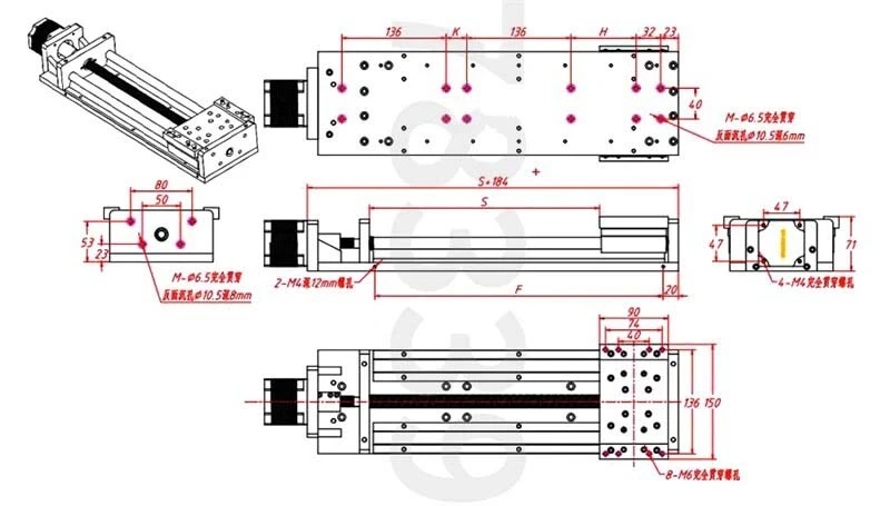 Linearführung Hochpräzise schlittentisch CNC 180kg Last Kugelumlaufspindel Modul - Bild 3 von 4