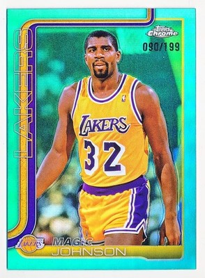 2025-26 Topps Chrome Magic Johnson Aqua Refractor #244 (090/199)