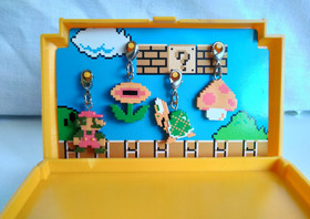 Nintendo Super Mario Bros Pin Mascot Famicom Case Set By Banpresto 2004