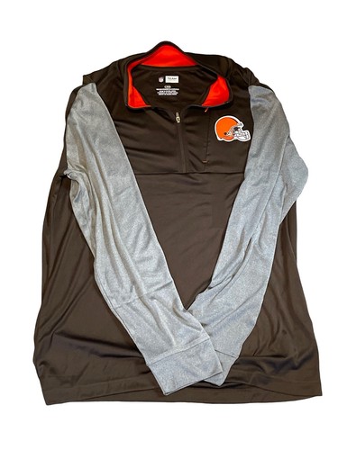 NFL Browns Team Apparel Giacca Uomo Grande 1/4 Zip Manica Lunga con Tasca Frontale - Foto 1 di 5