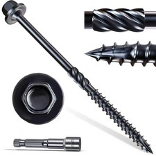  14 X 4 Wood Structural Screws 50 Pcs, Exterior Hex-Head Lag Screws, Black Heavy
