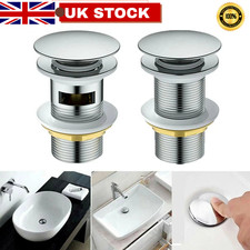 Bathroom Click-Clack Basin Waste Dome Slotted UnSlotted Sink Pop Up Push Button.