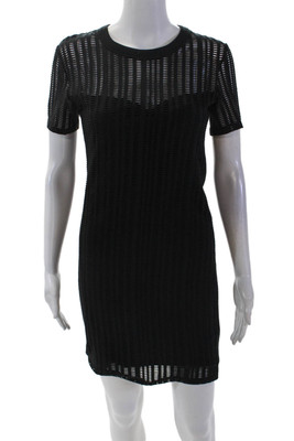 T Alexander Wang Womens Short Sleeves Knee Length Shirt Dress Black Size Large