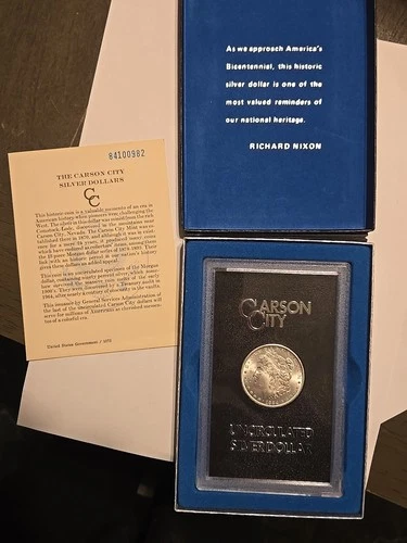 1884-CC U.S. $1 Morgan Silver Dollar Carson City Uncirculated GSA w/Box & COA