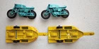 TWO!! VINTAGE DIE CAST CAR TRUCK LESNEY MATCHBOX #38 HONDA MOTORCYCLES W/TRAILER