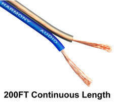 Harmony Audio 16 Gauge CCA Car Home Stereo Blue Speaker Wire Cable 200 Feet New