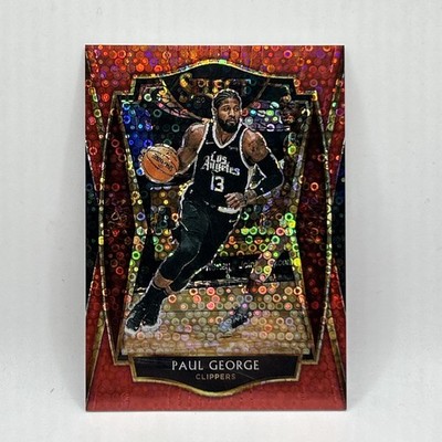 Paul George Red Disco Prizm SP #D/49 2020-21 Panini Select Basketball Card #156