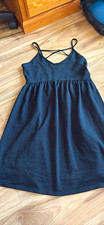 Wild Fable Black Solid Knit Cotton Mini Dress V-Neck Strappy Criss-Cross XS