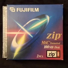 Fujifilm Zip Disk 100MB – MAC Formatted – Vintage Data Storage – Sealed 2-Pack