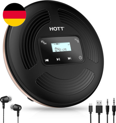 HOTT Tragbarer CD Player 1800 Mah Wiederaufladbarer Cd-Player Mit Bluetooth Und 