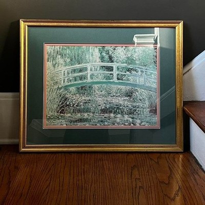 Vintage Framed Claude Monet Print  The Water Lily Pond 