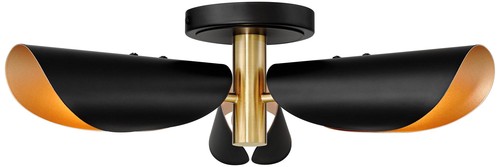 Possini Euro Finn 18" Wide 3-Light Black Gold Modern Ceiling Light - Picture 5 of 9