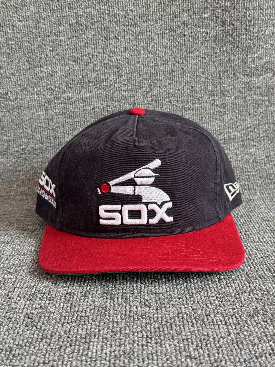 New Era Chicago White Sox Snapback Hat Side Patch Black Red One Size Retro