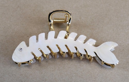 Large Gold Tone Fish Metal Hair Clips 4 inches